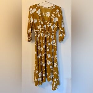 Floral Mustard Maxi Dress